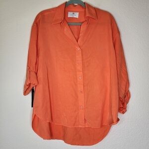 Aritzia Babaton Hot Cheeky Red Button Down Top XS NWT